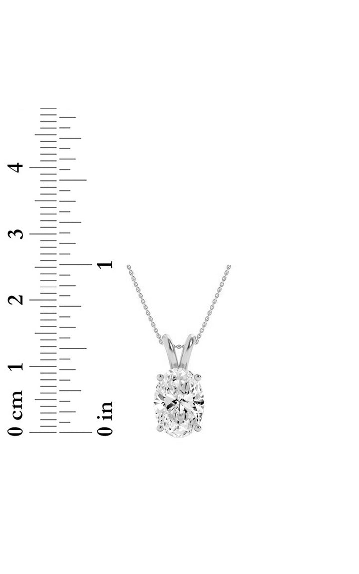 2Cttw Oval Shaped Lab Grown Diamond (F/VS) Split Bale Solitaire Pendant in 14K Gold