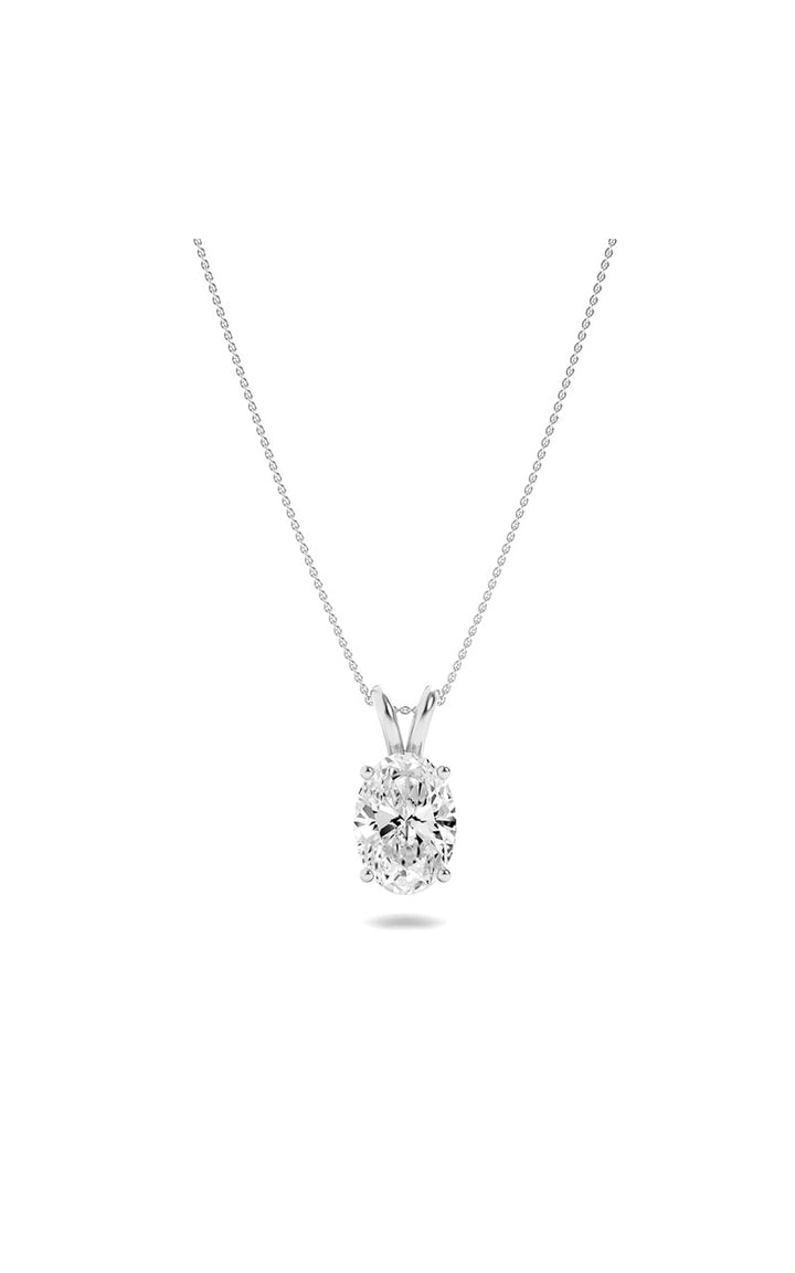 3Cttw Oval Shaped Lab Grown Diamond (F/VS) Split Bale Solitaire Pendant in 14K Gold