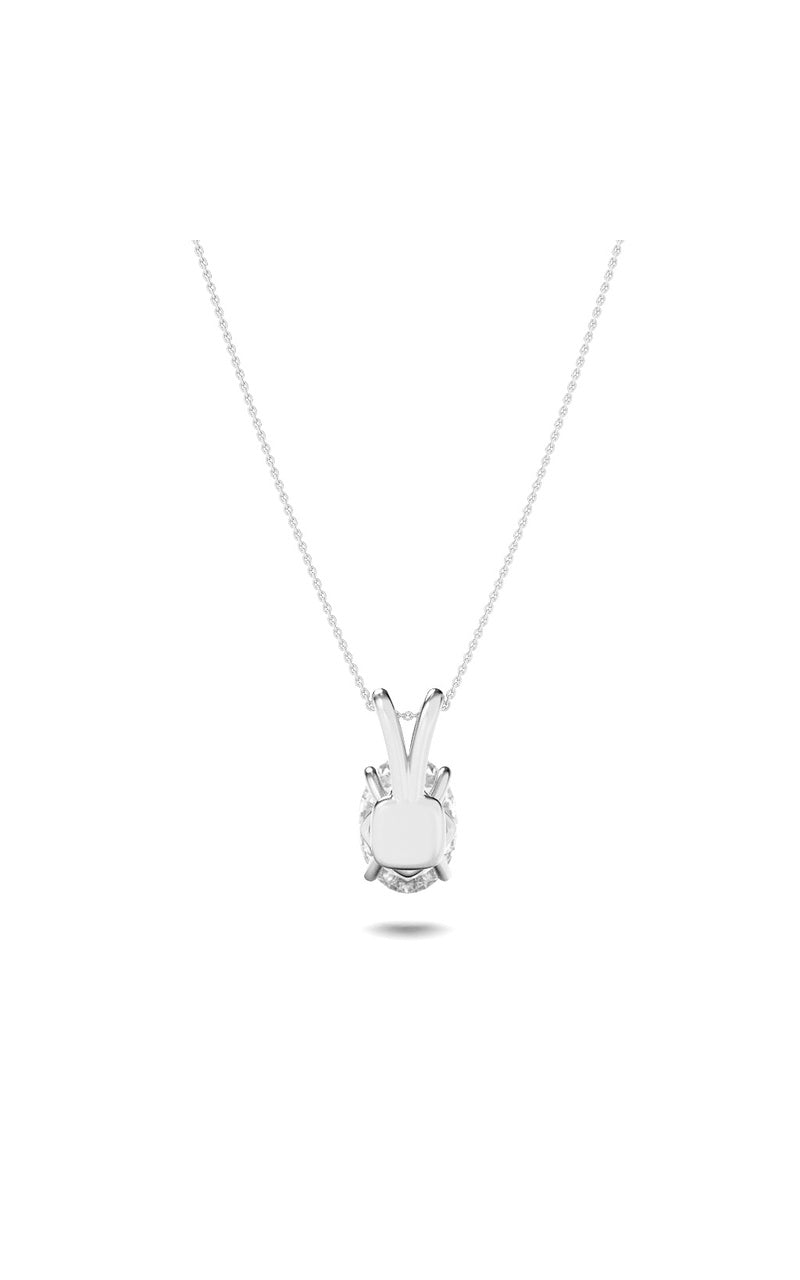 3Cttw Oval Shaped Lab Grown Diamond (F/VS) Split Bale Solitaire Pendant in 14K Gold