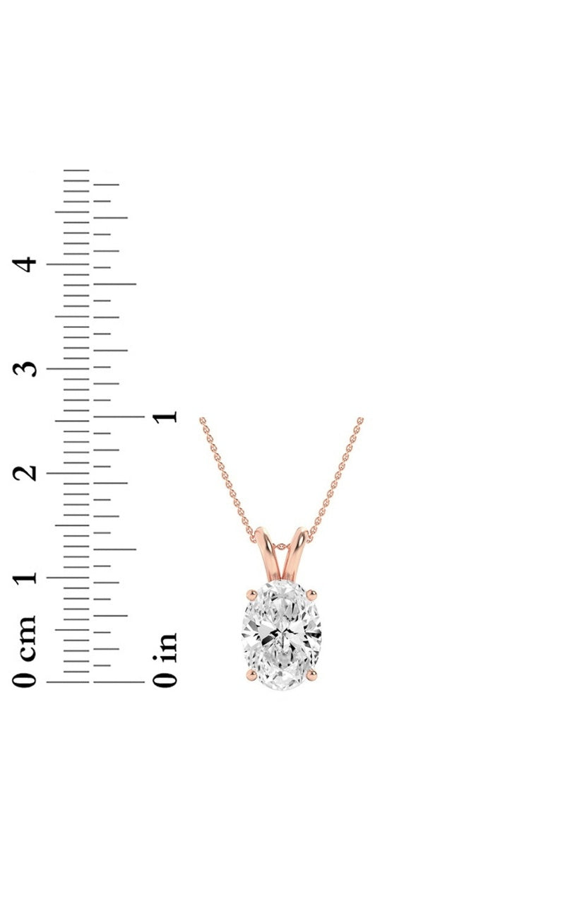 3Cttw Oval Shaped Lab Grown Diamond (F/VS) Split Bale Solitaire Pendant in 14K Gold