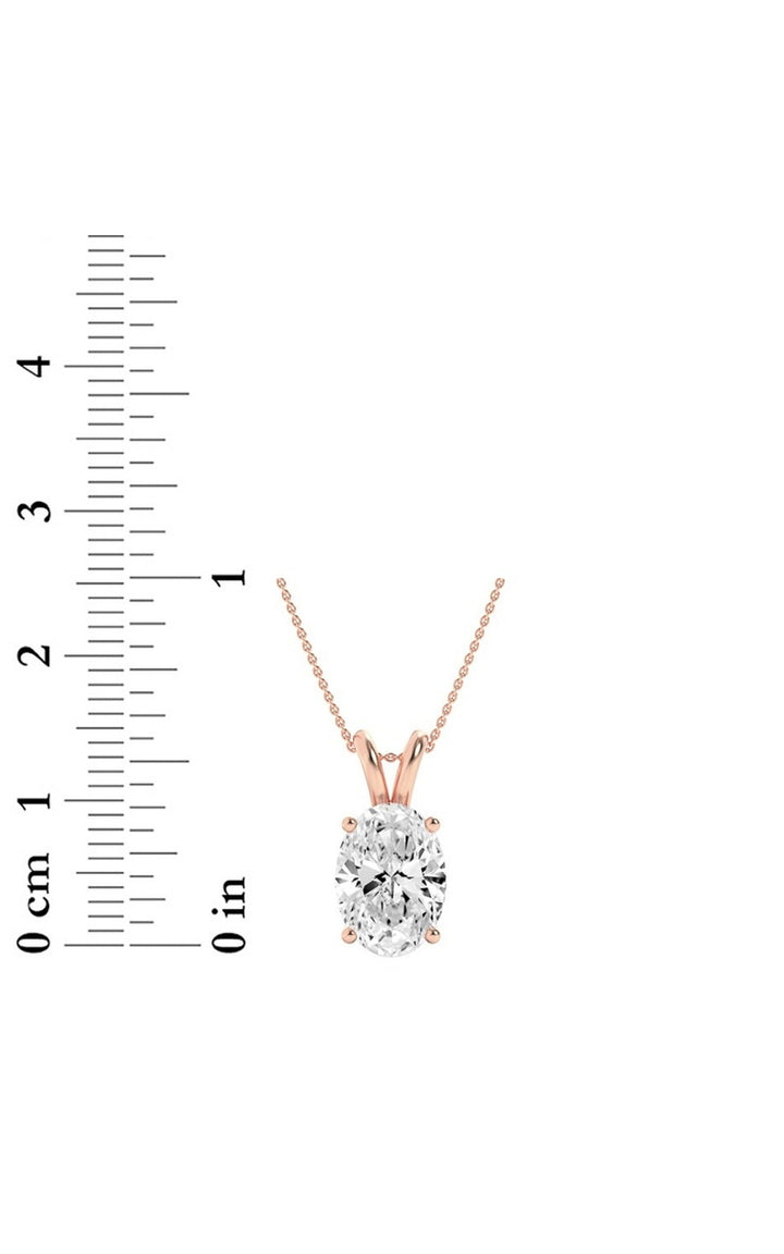 3Cttw Oval Shaped Lab Grown Diamond (F/VS) Split Bale Solitaire Pendant in 14K Gold
