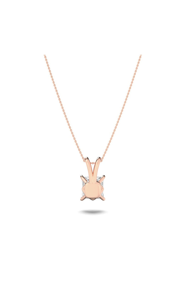 1Cttw Princess Shaped Lab Grown Diamond (F/VS) Split Bale Solitaire Pendant in 14K Gold