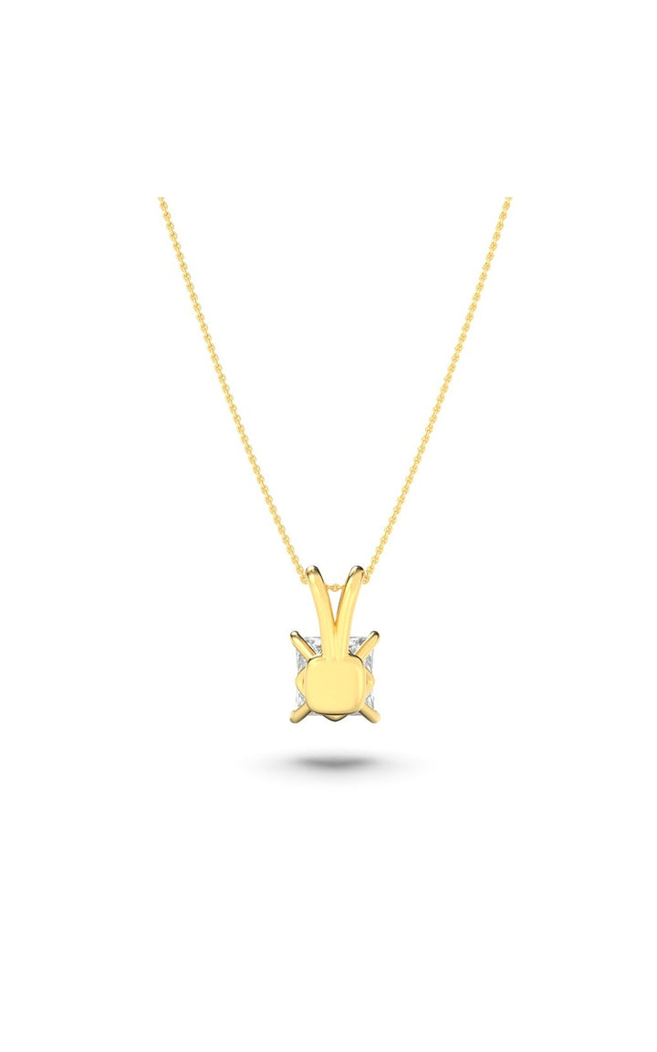 2Cttw Princess Shaped Lab Grown Diamond (F/VS) Split Bale Solitaire Pendant in 14K Gold