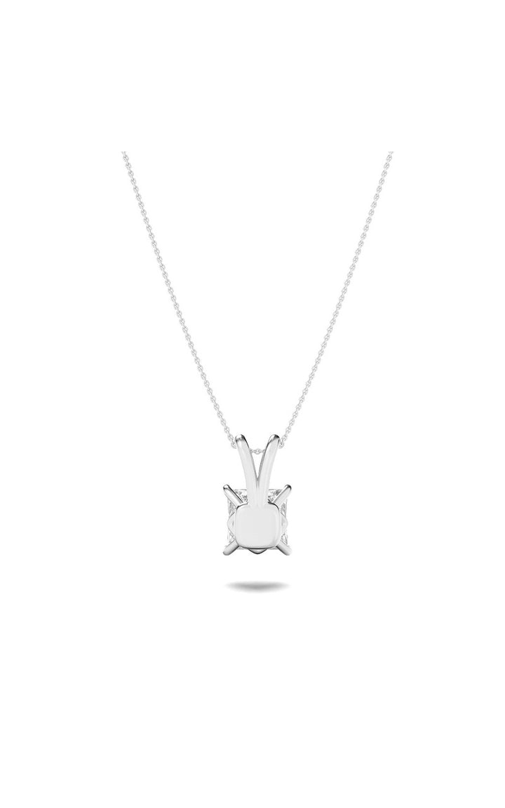 3Cttw Princess Shaped Lab Grown Diamond (F/VS) Split Bale Solitaire Pendant in 14K Gold