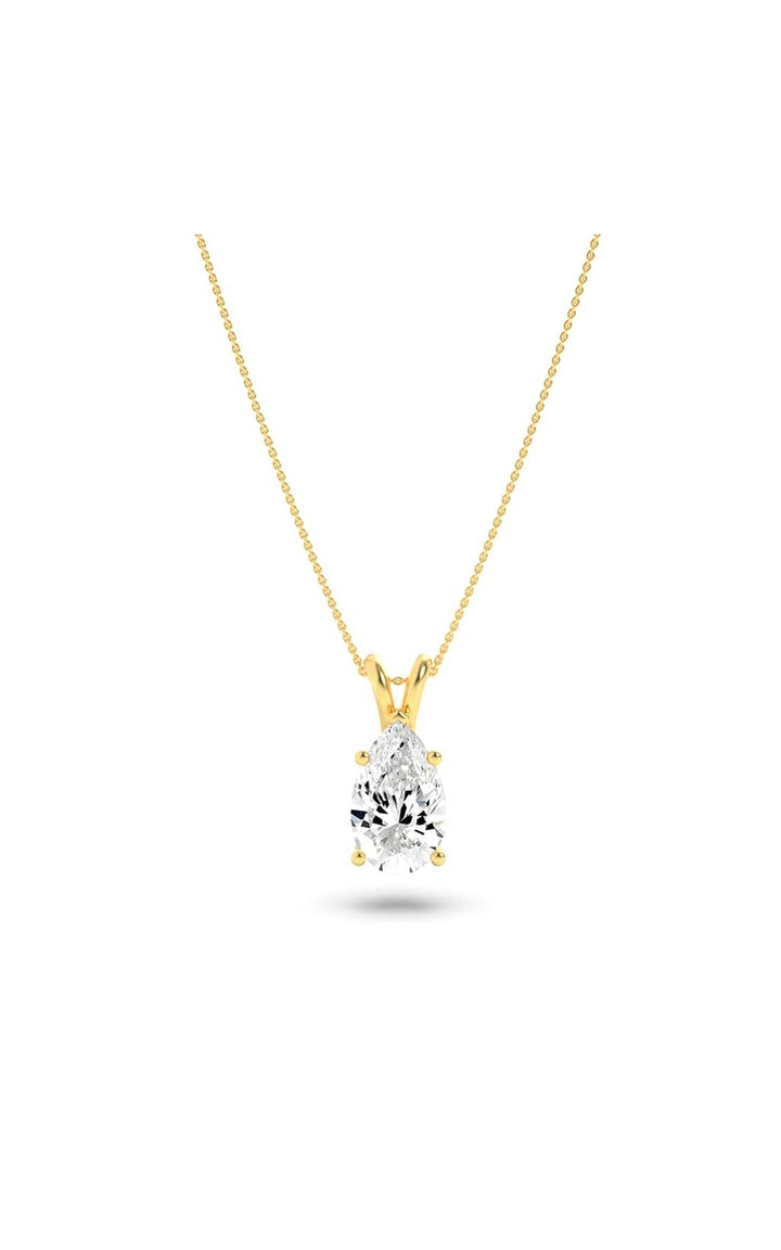 1Cttw Pear Shaped Lab Grown Diamond (F/VS) Split Bale Solitaire Pendant in 14K Gold