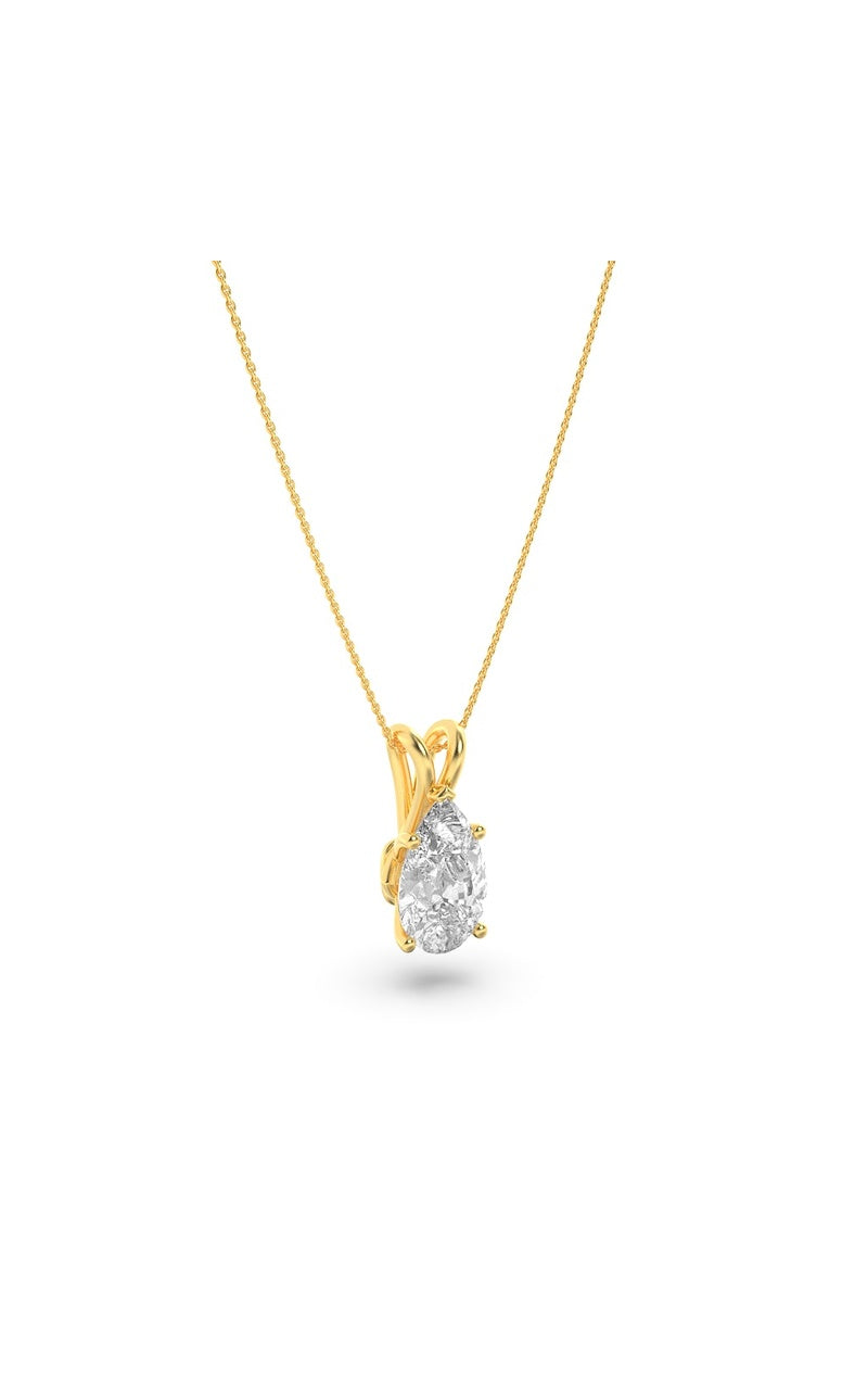1Cttw Pear Shaped Lab Grown Diamond (F/VS) Split Bale Solitaire Pendant in 14K Gold