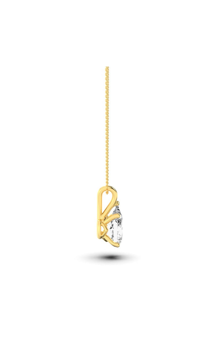 1Cttw Pear Shaped Lab Grown Diamond (F/VS) Split Bale Solitaire Pendant in 14K Gold