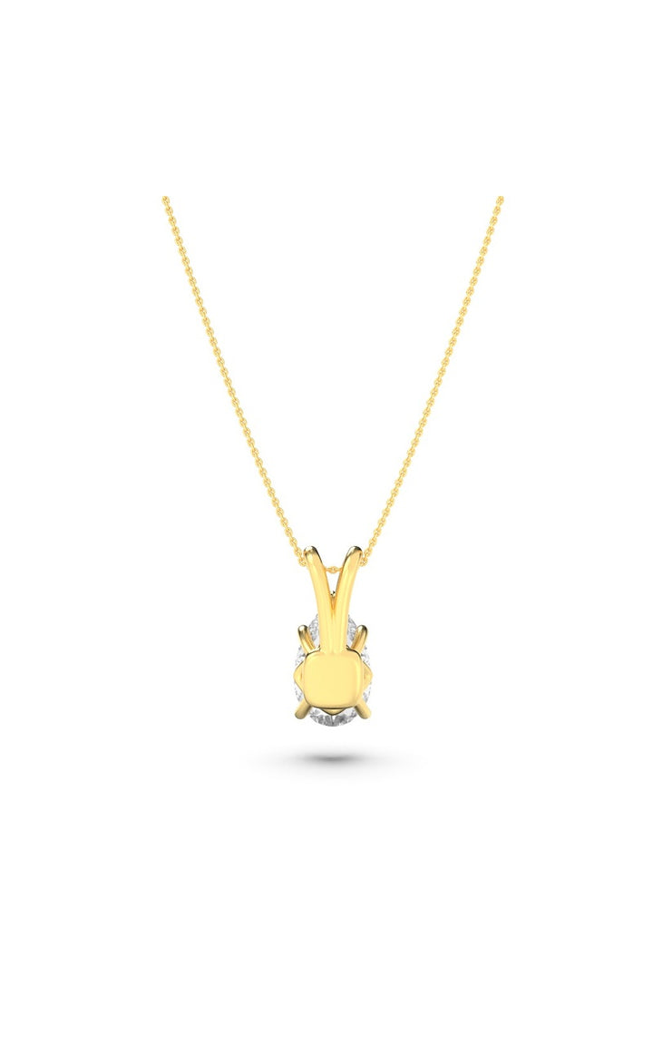1Cttw Pear Shaped Lab Grown Diamond (F/VS) Split Bale Solitaire Pendant in 14K Gold