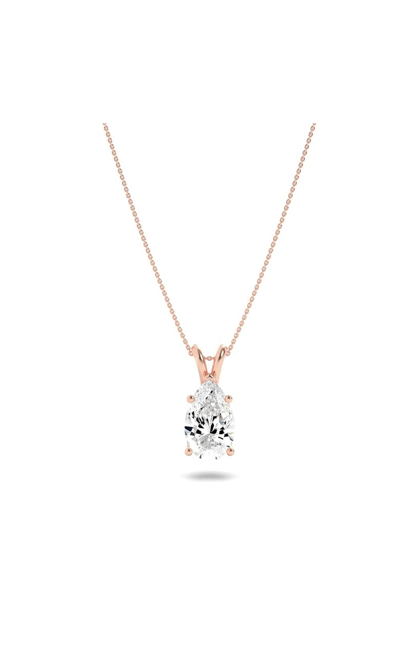 1Cttw Pear Shaped Lab Grown Diamond (F/VS) Split Bale Solitaire Pendant in 14K Gold