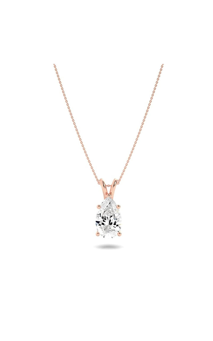 1Cttw Pear Shaped Lab Grown Diamond (F/VS) Split Bale Solitaire Pendant in 14K Gold