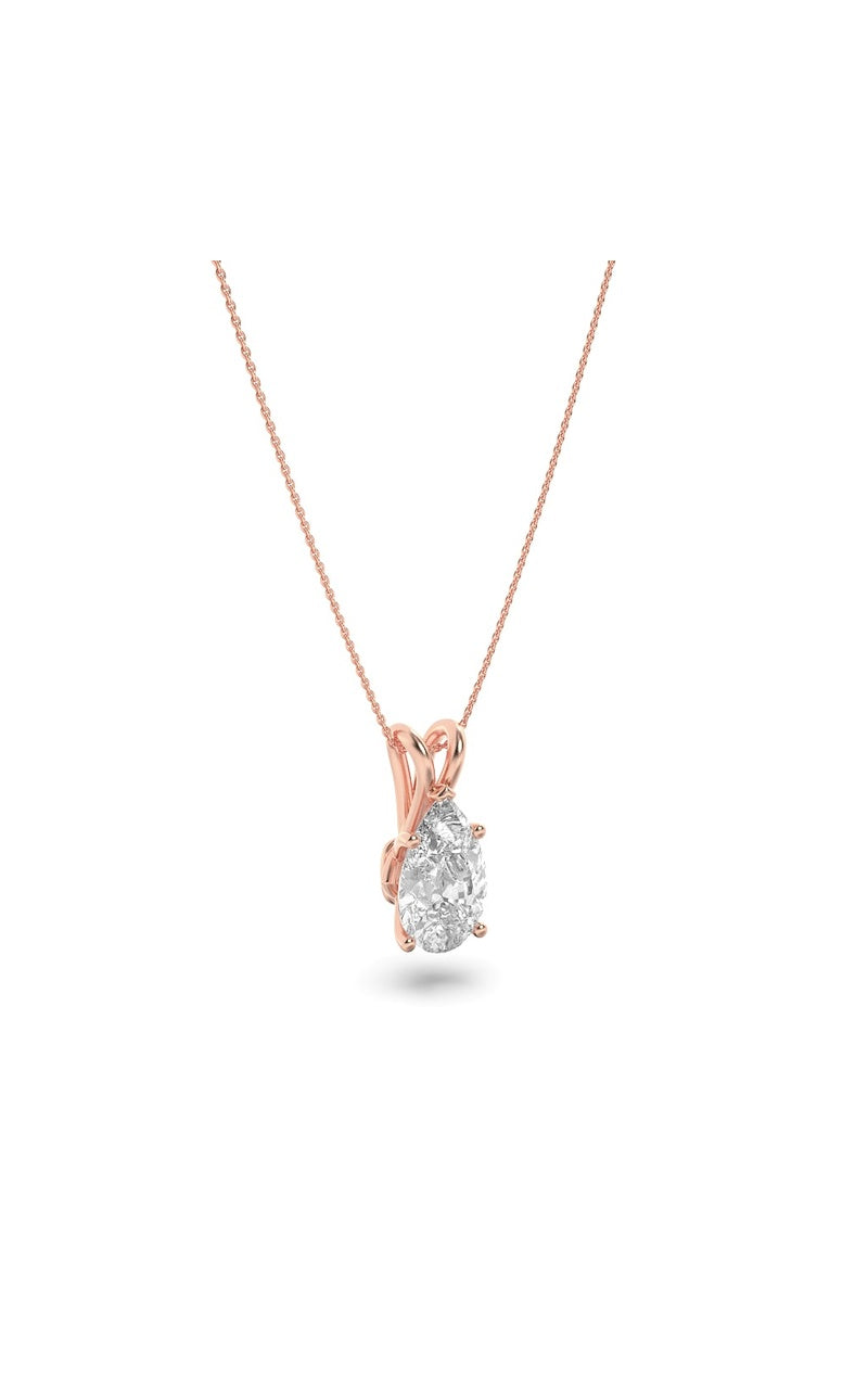 1Cttw Pear Shaped Lab Grown Diamond (F/VS) Split Bale Solitaire Pendant in 14K Gold