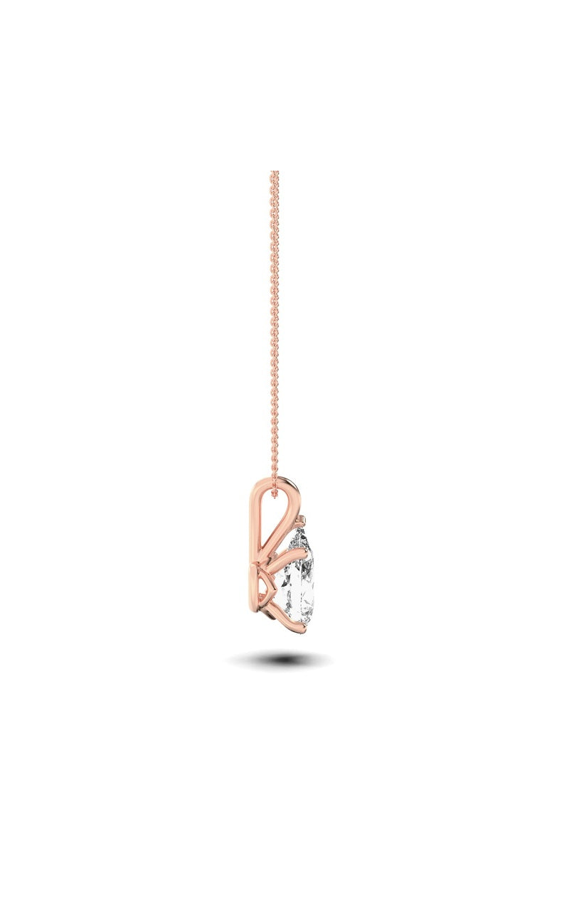 1Cttw Pear Shaped Lab Grown Diamond (F/VS) Split Bale Solitaire Pendant in 14K Gold