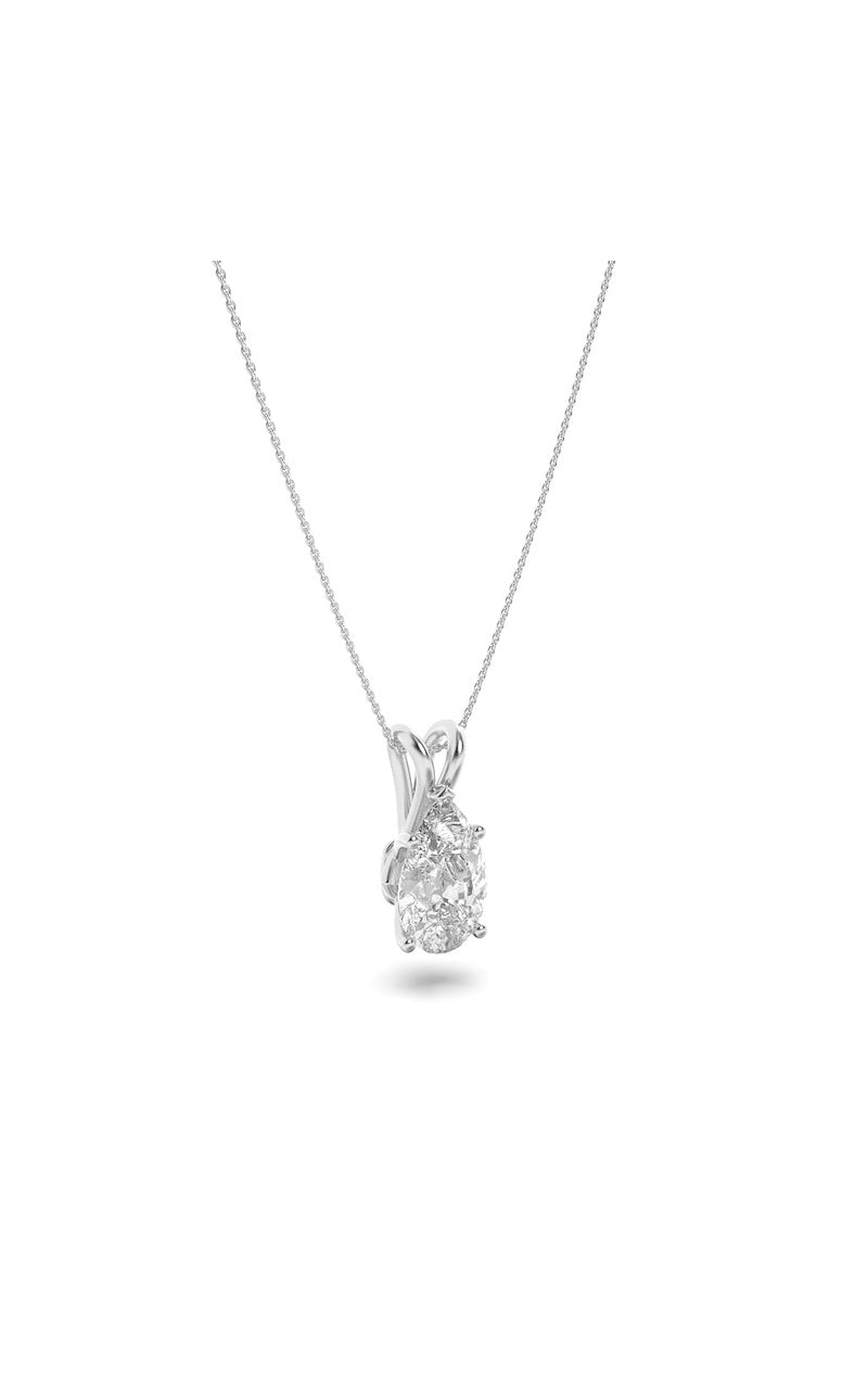 2Cttw Pear Shaped Lab Grown Diamond (F/VS) Split Bale Solitaire Pendant in 14K Gold