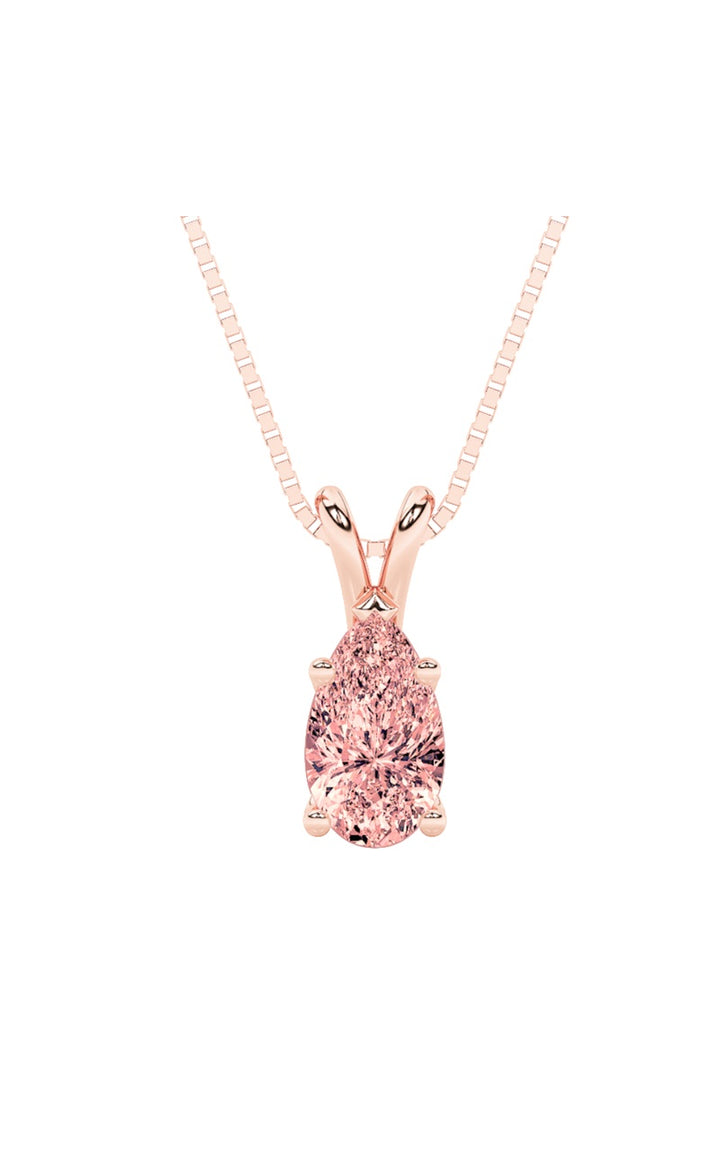 2Cttw Pear Shaped Lab Grown Diamond (F/VS) Split Bale Solitaire Pendant in 14K Gold
