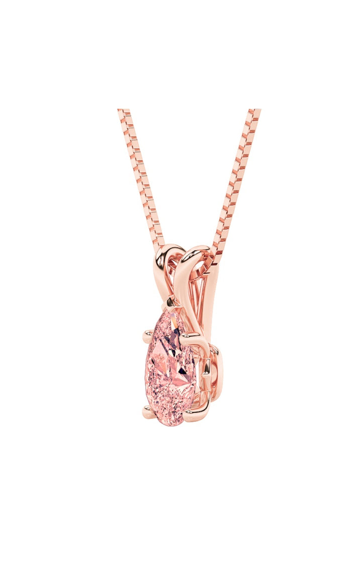 2Cttw Pear Shaped Lab Grown Diamond (F/VS) Split Bale Solitaire Pendant in 14K Gold