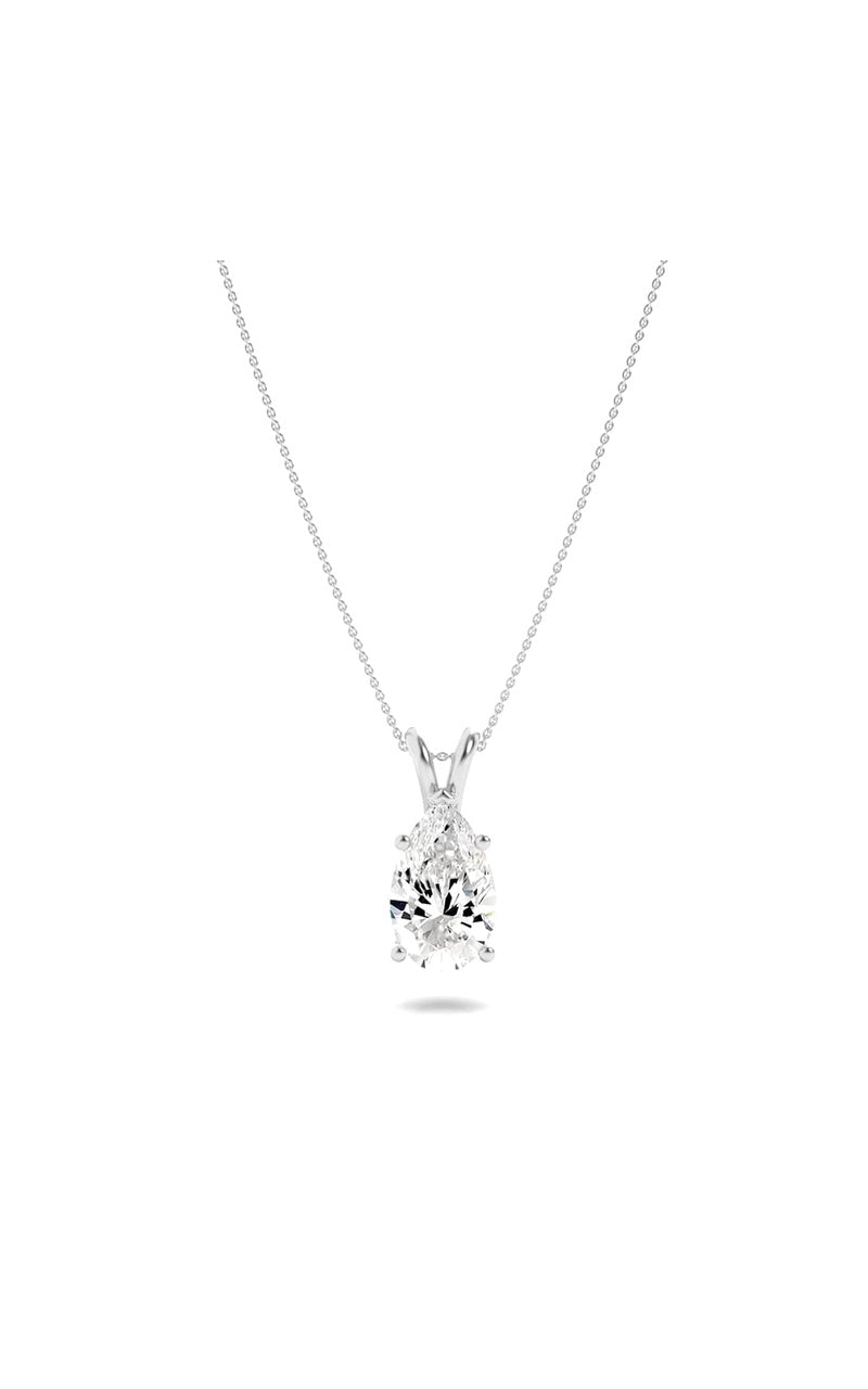 3Cttw Pear Shaped Lab Grown Diamond (F/VS) Split Bale Solitaire Pendant in 14K Gold