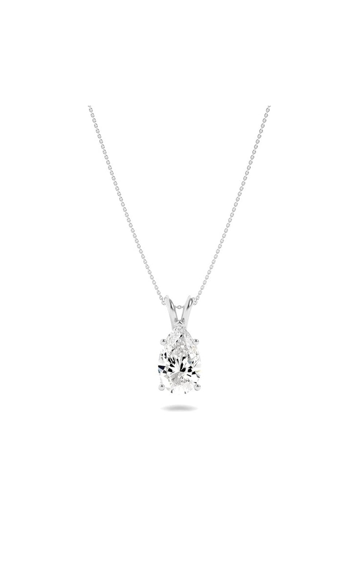 3Cttw Pear Shaped Lab Grown Diamond (F/VS) Split Bale Solitaire Pendant in 14K Gold