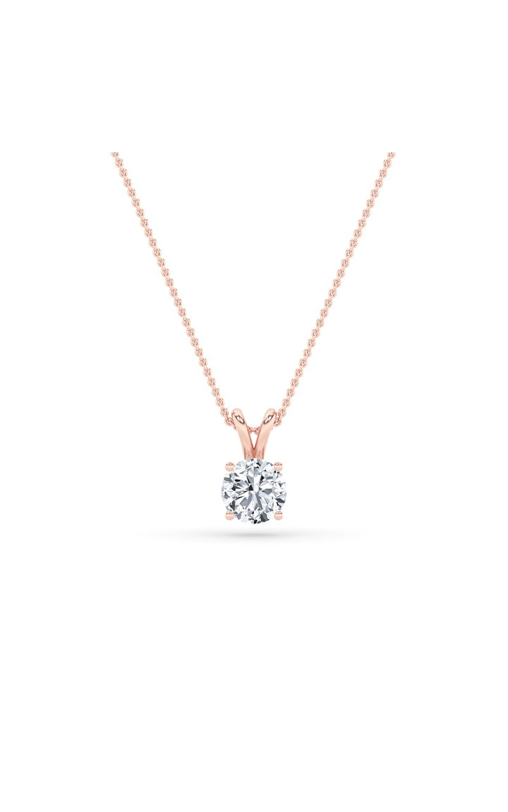 1Cttw Round Shaped Lab Grown Diamond (F/VS) SplitBale Solitaire Pendant in 14K Gold