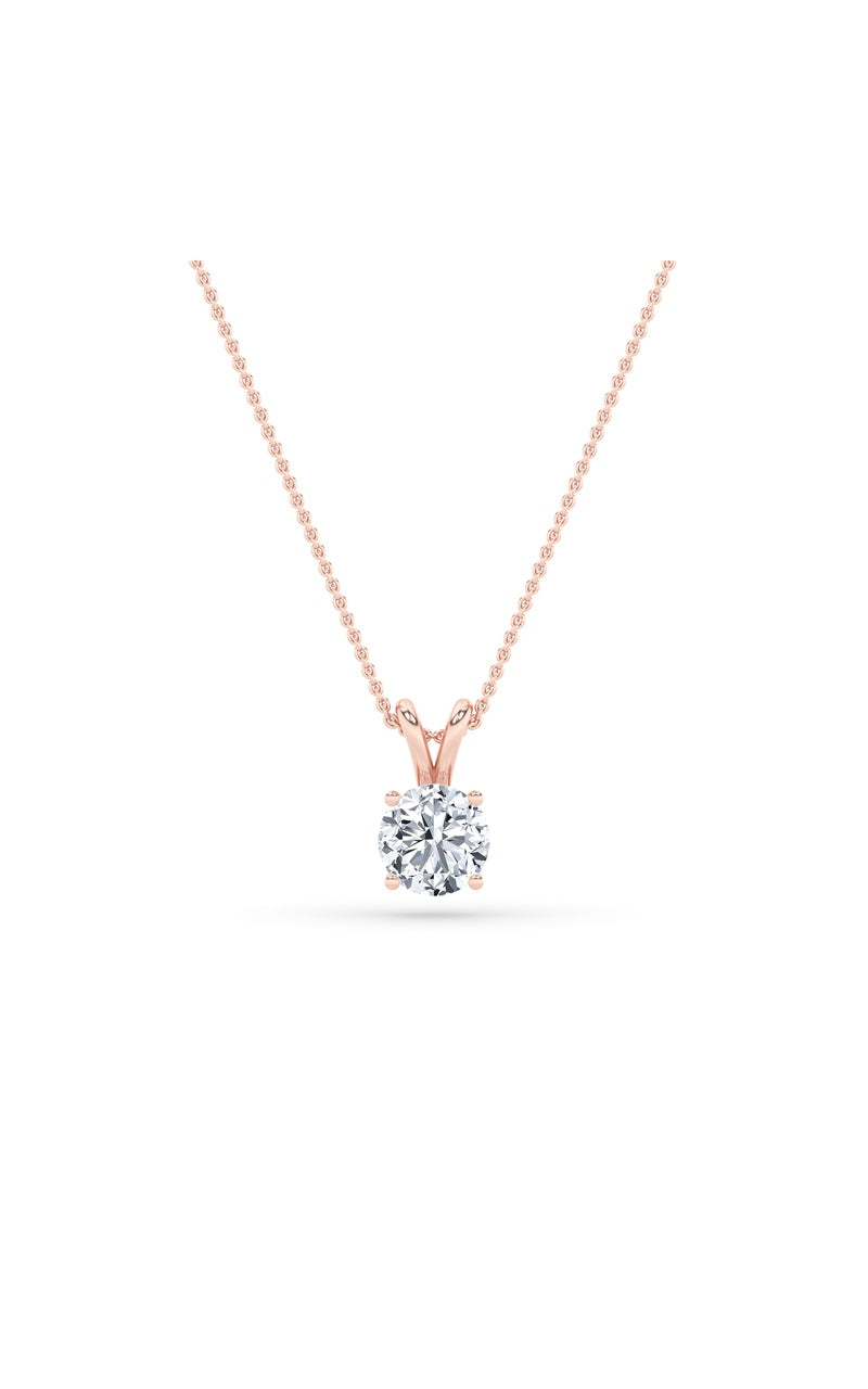 1Cttw Round Shaped Lab Grown Diamond (F/VS) Split Bale Solitaire Pendant in 14K Gold