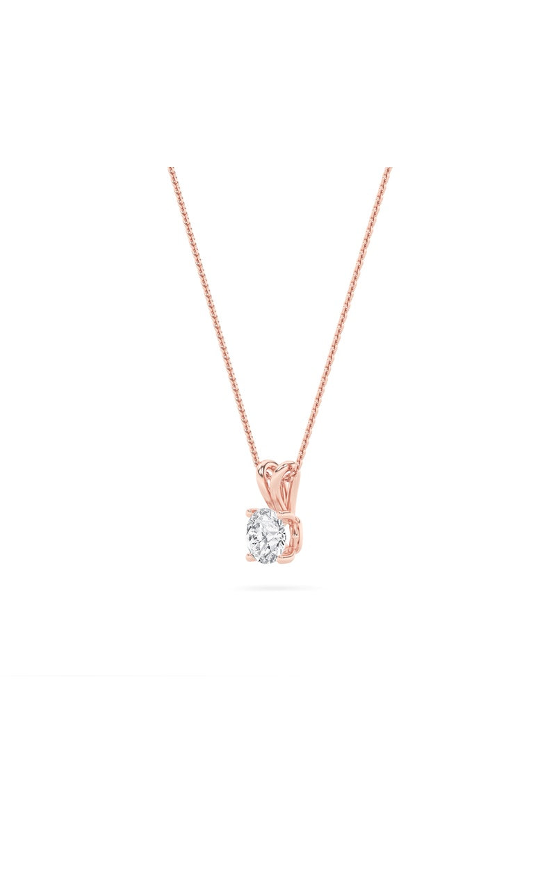 1Cttw Round Shaped Lab Grown Diamond (F/VS) SplitBale Solitaire Pendant in 14K Gold