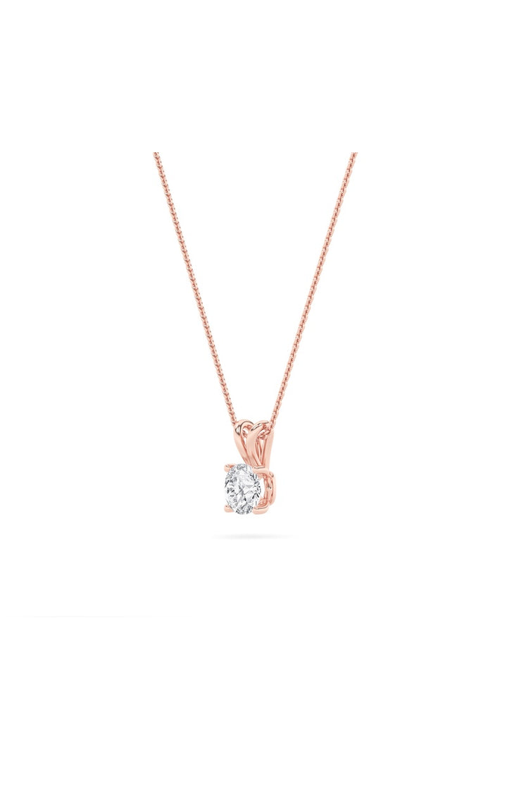 1Cttw Round Shaped Lab Grown Diamond (F/VS) SplitBale Solitaire Pendant in 14K Gold