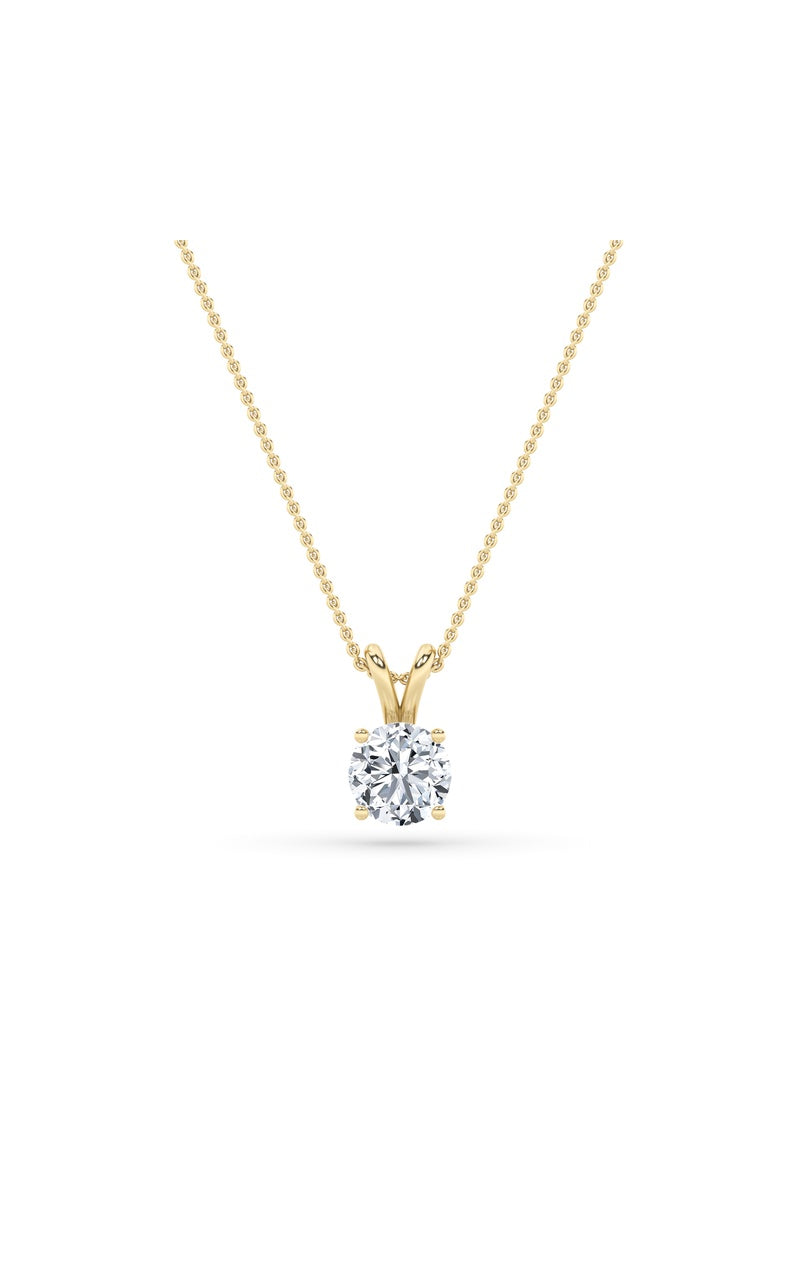 3Cttw Round Shaped Lab Grown Diamond (F/VS) SplitBale Solitaire Pendant in 14K Gold