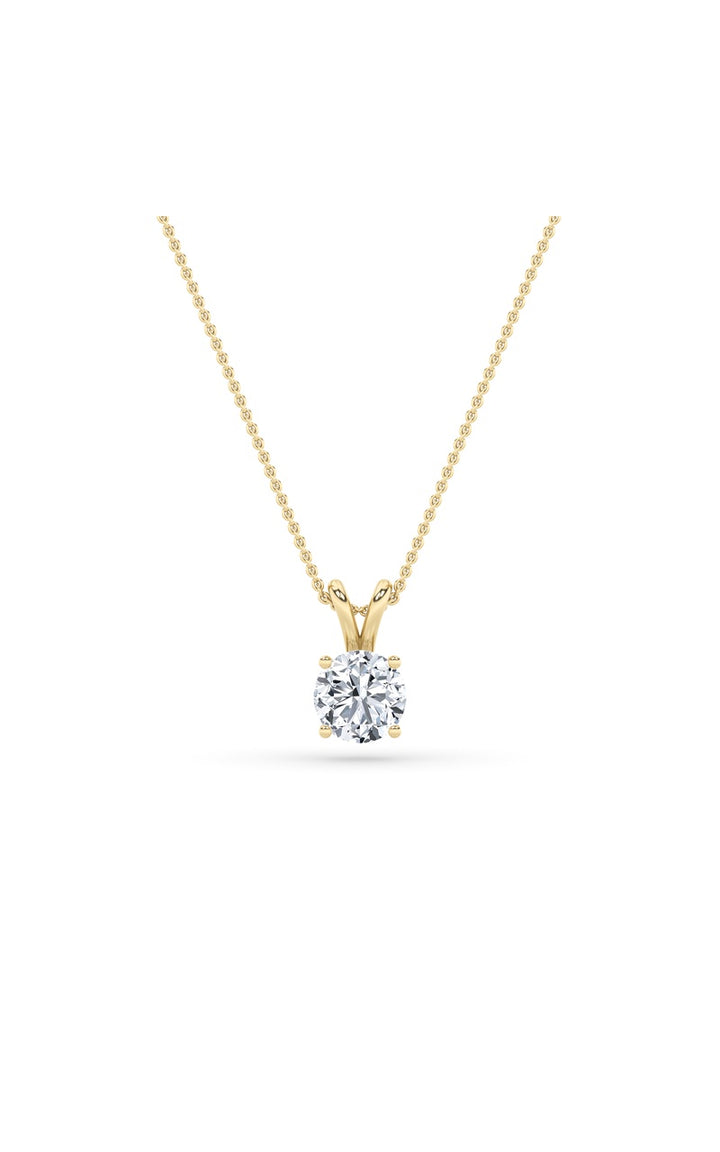 3Cttw Round Shaped Lab Grown Diamond (F/VS) SplitBale Solitaire Pendant in 14K Gold