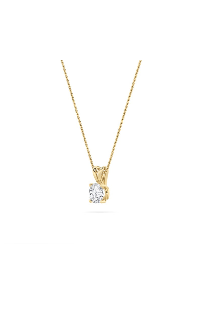 3Cttw Round Shaped Lab Grown Diamond (F/VS) Split Bale Solitaire Pendant in 14K Gold