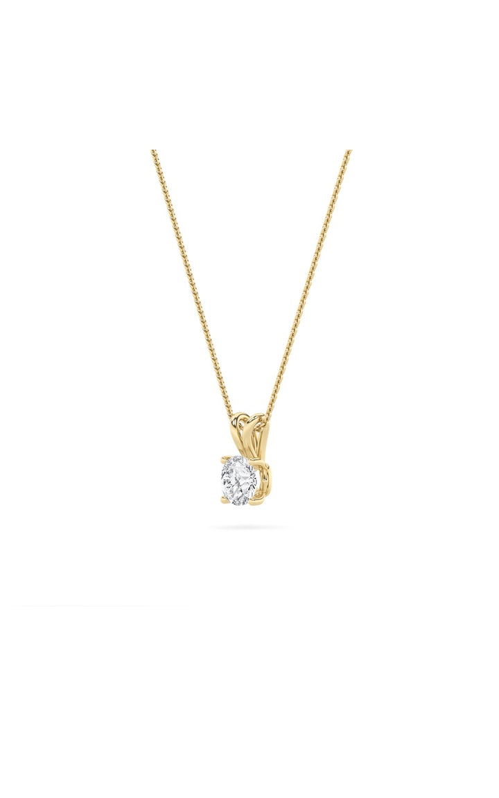 3Cttw Round Shaped Lab Grown Diamond (F/VS) Split Bale Solitaire Pendant in 14K Gold
