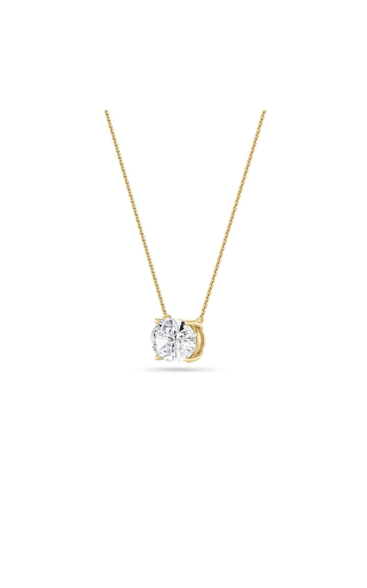 1Cttw Oval Shaped Lab Grown Diamond (F/VS) East West Solitaire Necklace in 14K Gold