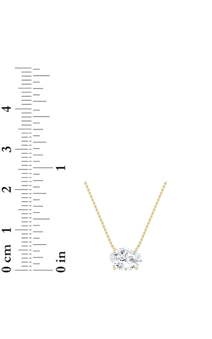 1Cttw Oval Shaped Lab Grown Diamond (F/VS) East West Solitaire Necklace in 14K Gold