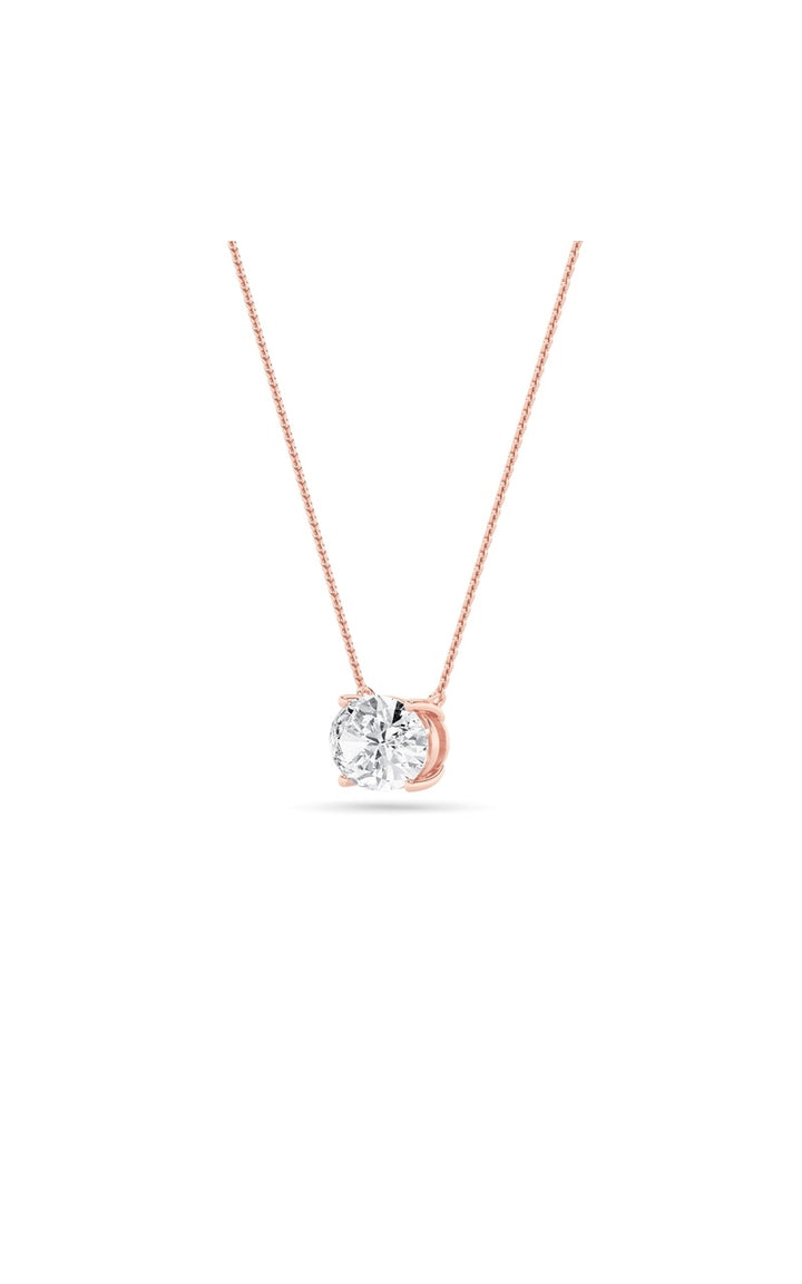 3Cttw Oval Shaped Lab Grown Diamond (F/VS) East West Solitaire Necklace in 14K Gold