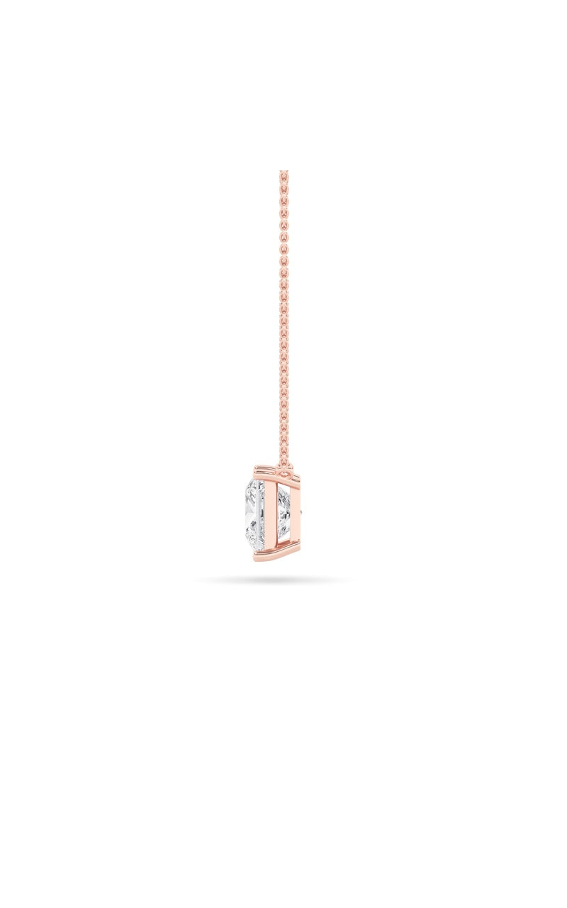 1Cttw Princess Shaped Lab Grown Diamond (F/VS) Solitaire Necklace in 14K Gold
