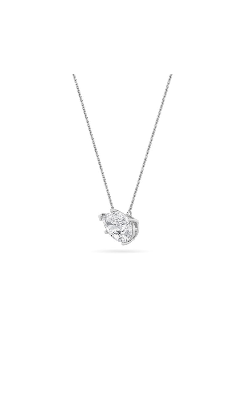 1Cttw Pear Shaped Lab Grown Diamond (F/VS) East West Solitaire Necklace in 14K Gold