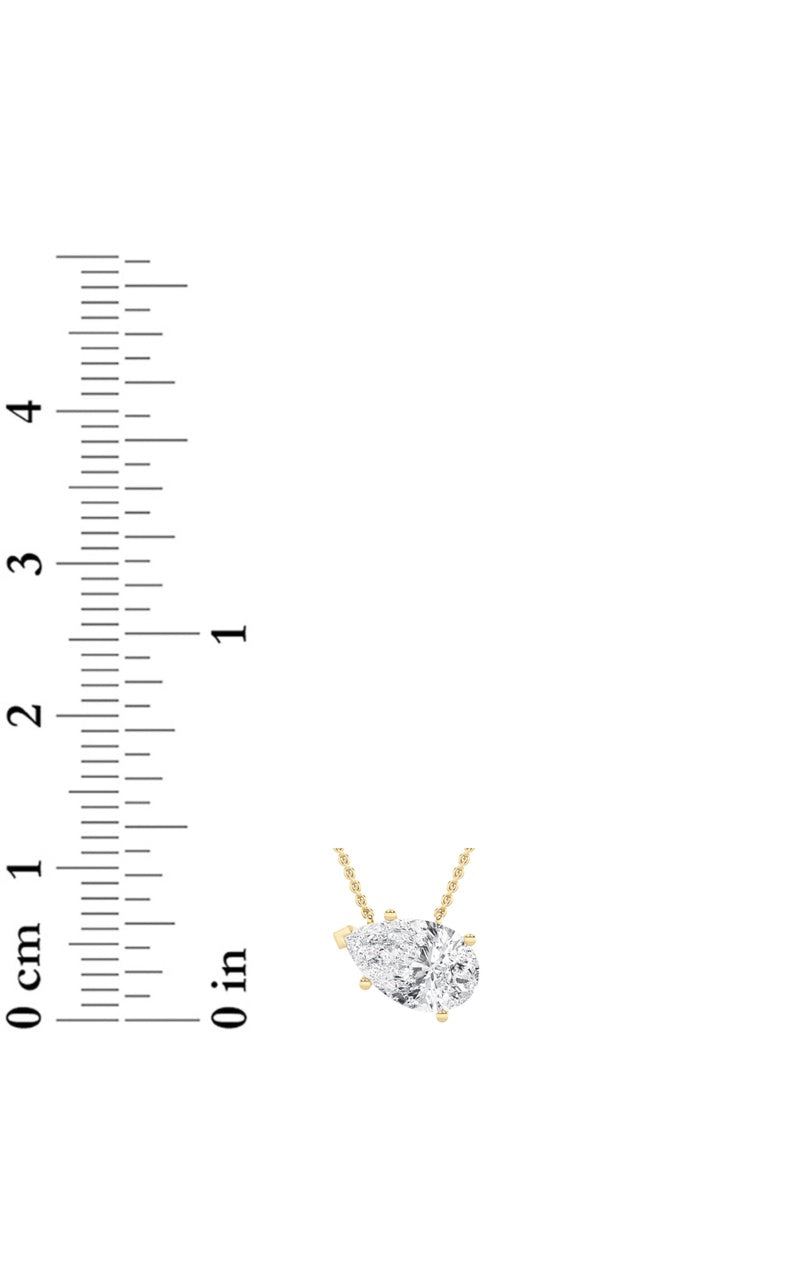 1Cttw Pear Shaped Lab Grown Diamond (F/VS) East West Solitaire Necklace in 14K Gold