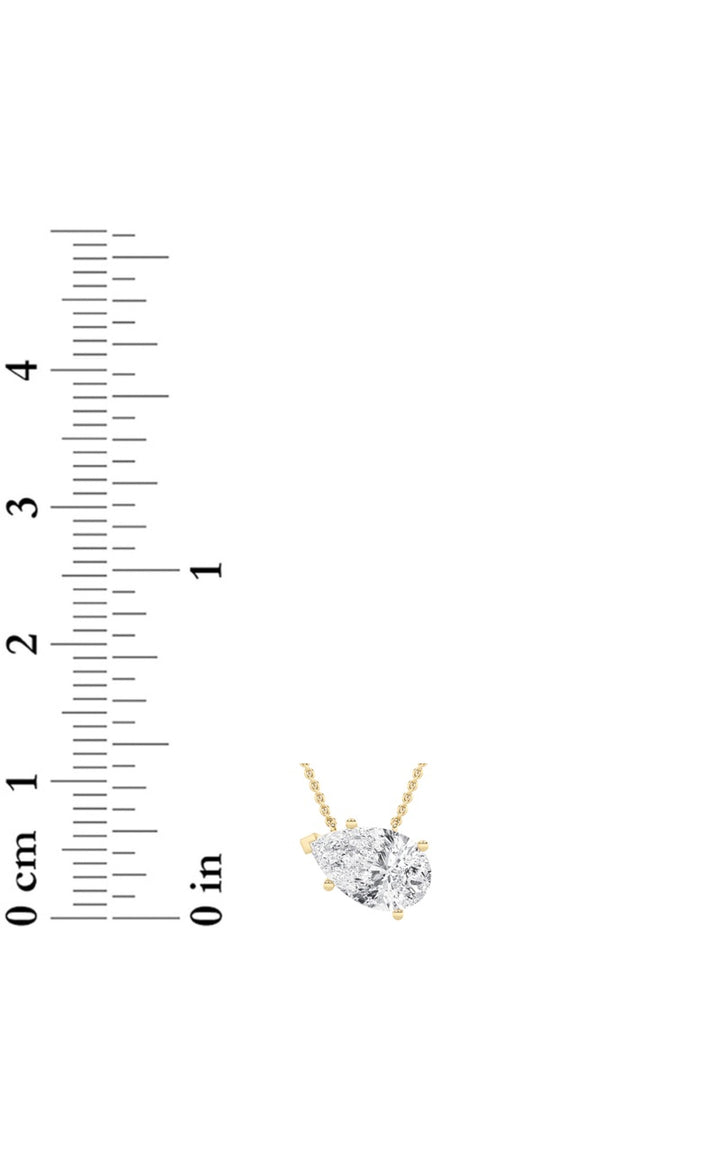 1Cttw Pear Shaped Lab Grown Diamond (F/VS) East West Solitaire Necklace in 14K Gold