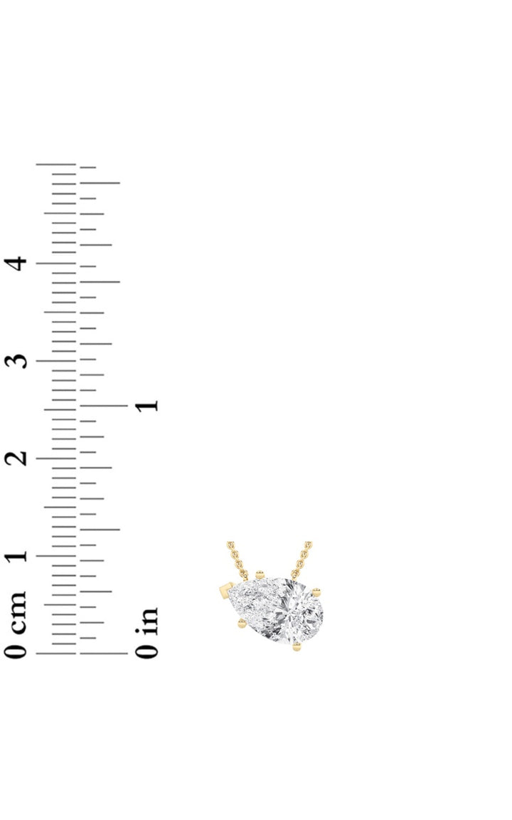 2Cttw Pear Shaped Lab Grown Diamond (F/VS) East West Solitaire Necklace in 14K Gold