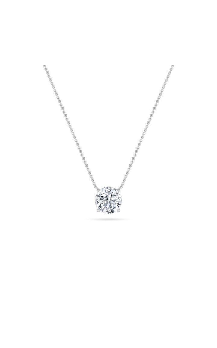 2Cttw Round Shaped Lab Grown Diamond (F/VS) Solitaire Necklace in 14K Gold