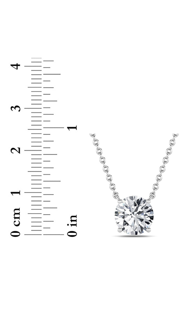 3Cttw Round Shaped Lab Grown Diamond (F/VS) Solitaire Necklace in 14K Gold