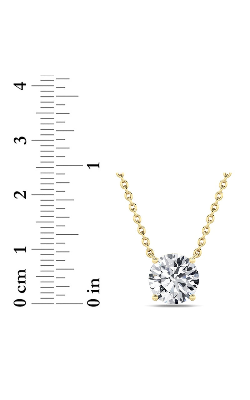 3Cttw Round Shaped Lab Grown Diamond (F/VS) Solitaire Necklace in 14K Gold