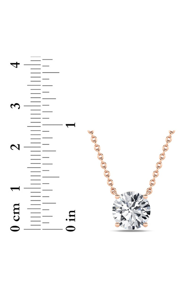 3Cttw Round Shaped Lab Grown Diamond (F/VS) Solitaire Necklace in 14K Gold