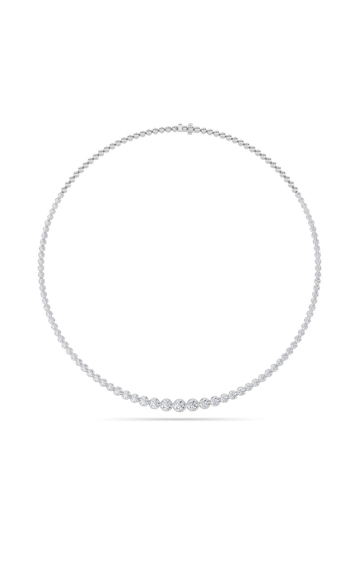 10Cttw Round Shaped Lab Grown Diamond (F/VS) Graduating Half  Riviera Necklace in 14K Gold