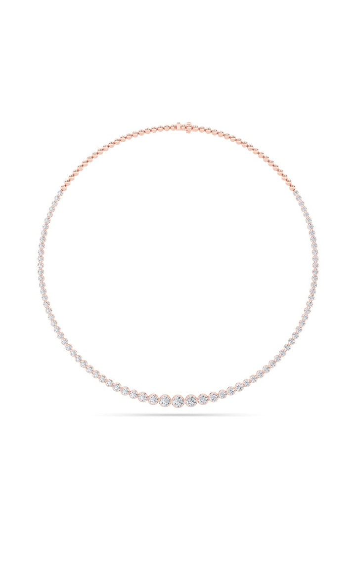 10Cttw Round Shaped Lab Grown Diamond (F/VS) Graduating Half  Riviera Necklace in 14K Gold