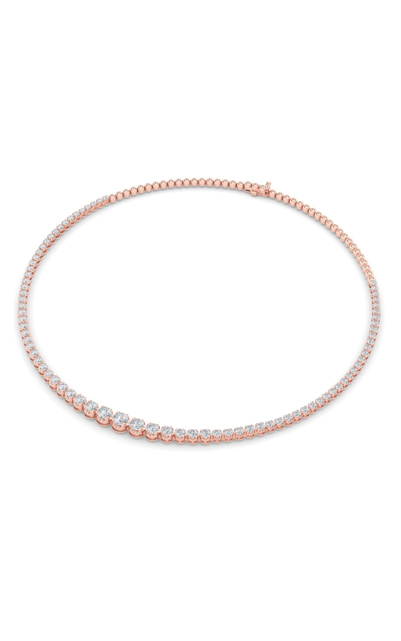 10Cttw Round Shaped Lab Grown Diamond (F/VS) Graduating Half  Riviera Necklace in 14K Gold