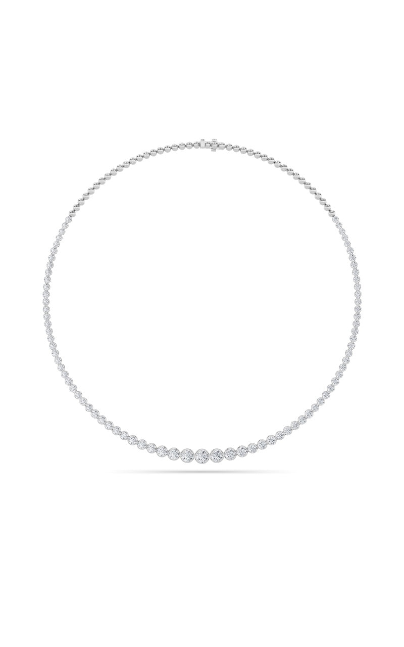 15Cttw Round Shaped Lab Grown Diamond (F/VS) Graduating Half Riviera Necklace in 14K Gold