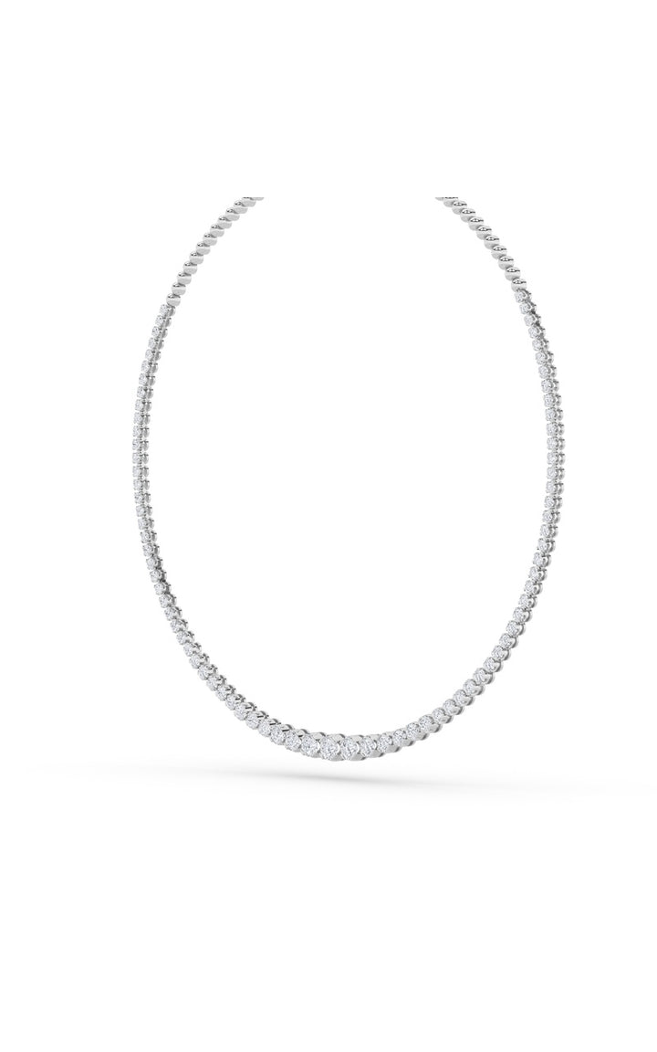 15Cttw Round Shaped Lab Grown Diamond (F/VS) Graduating Half Riviera Necklace in 14K Gold
