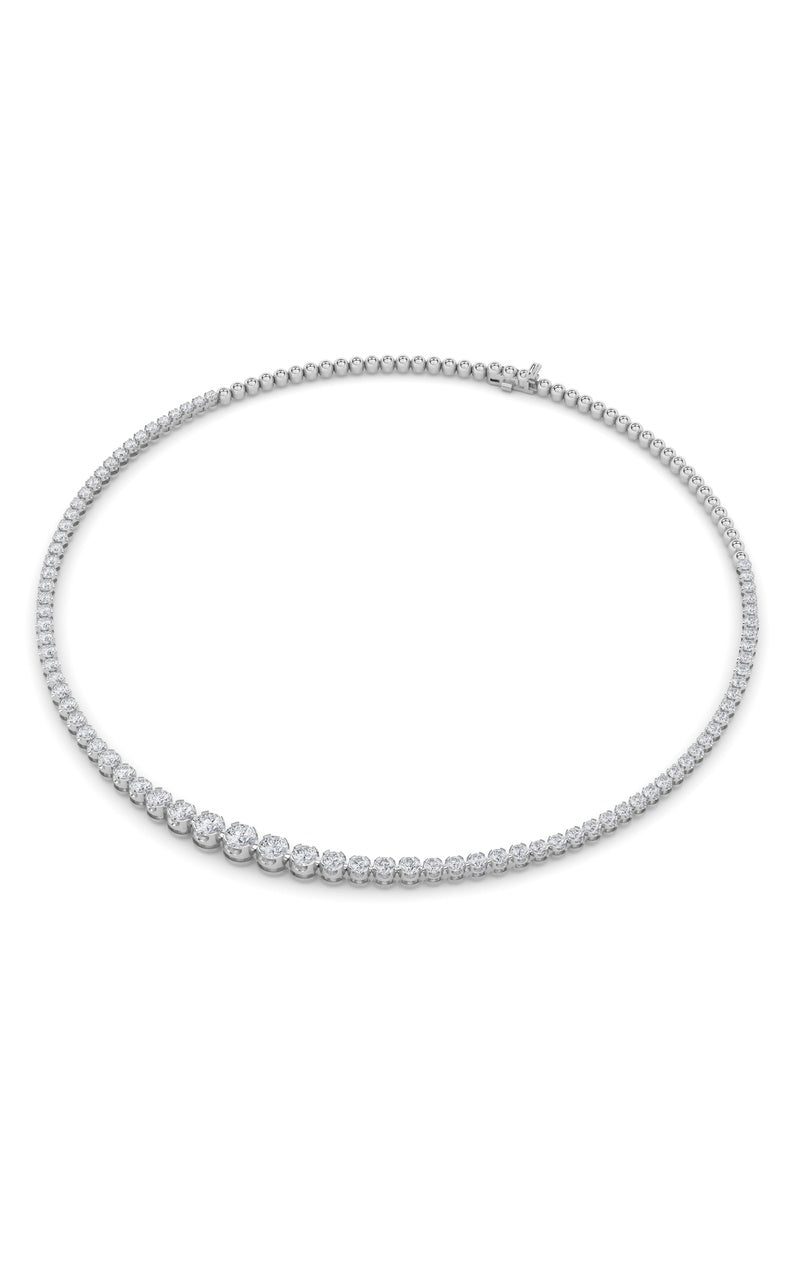 15Cttw Round Shaped Lab Grown Diamond (F/VS) Graduating Half Riviera Necklace in 14K Gold