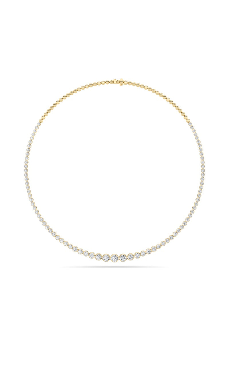 15Cttw Round Shaped Lab Grown Diamond (F/VS) Graduating Half Riviera Necklace in 14K Gold