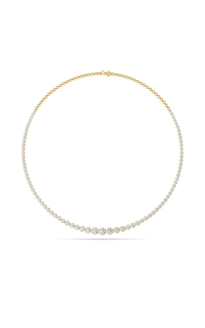 15Cttw Round Shaped Lab Grown Diamond (F/VS) Graduating Half Riviera Necklace in 14K Gold