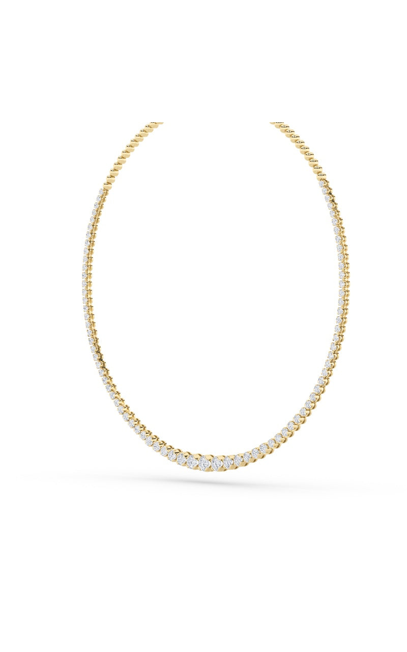 15Cttw Round Shaped Lab Grown Diamond (F/VS) Graduating Half Riviera Necklace in 14K Gold